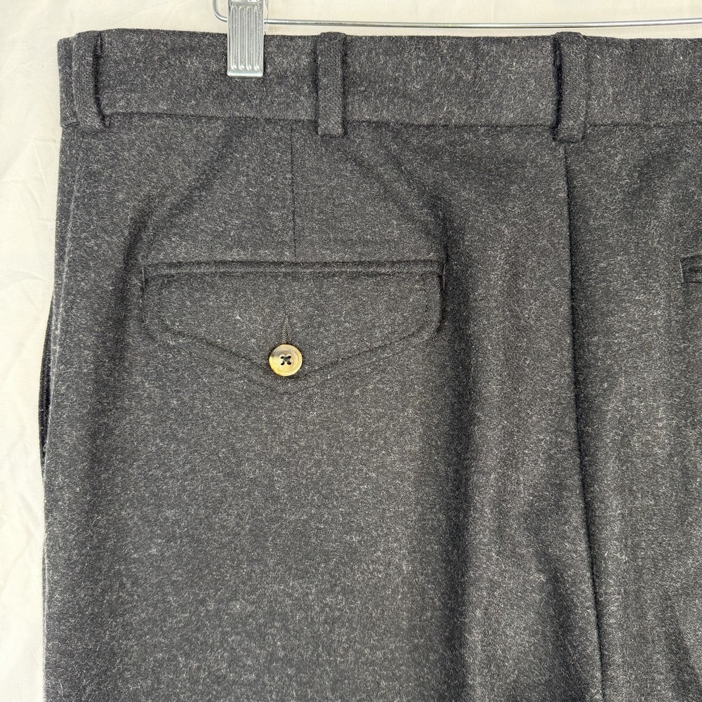 vtg Eddie Bauer SZ-36 Gray Glen Plaid Flannel Wool Pants Trousers Pleated Cuffed - Picture 6 of 16